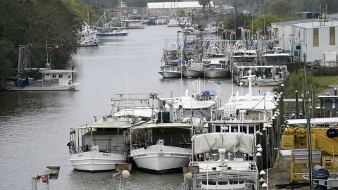 The Violet Canal in Louisiana is crowded with boats that were moved inland for protection on Wednesday, October 28.