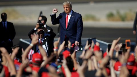 Then-President Donald Trump arrives at a campaign rally on October 28, 2020, in Bullhead City, Arizona. 