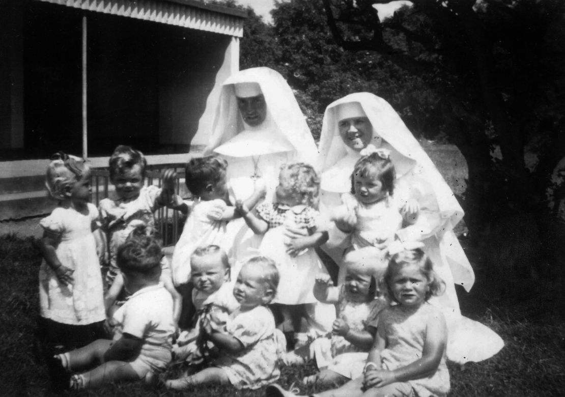 Nuns and babies are seen in this undated photo from the Bessborough mother and baby home. 