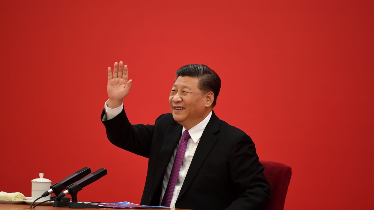 BEIJING, CHINA - DECEMBER 02: Chinese President Xi Jinping speaks with Russian President Vladimir Putin via a video link, from the Great Hall of the People on December 2, 2019 in Beijing, China. (Photo by Noel Celis - Pool/Getty Images)