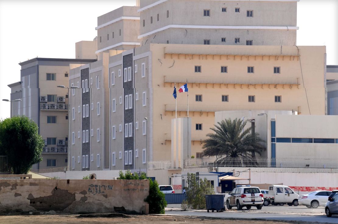 The French consulate in the Saudi Red Sea port of Jeddah, where a man was arrested after attacking a guard on Thursday.