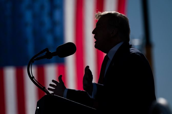 Trump speaks at a campaign rally in Goodyear, Arizona, on October 28.