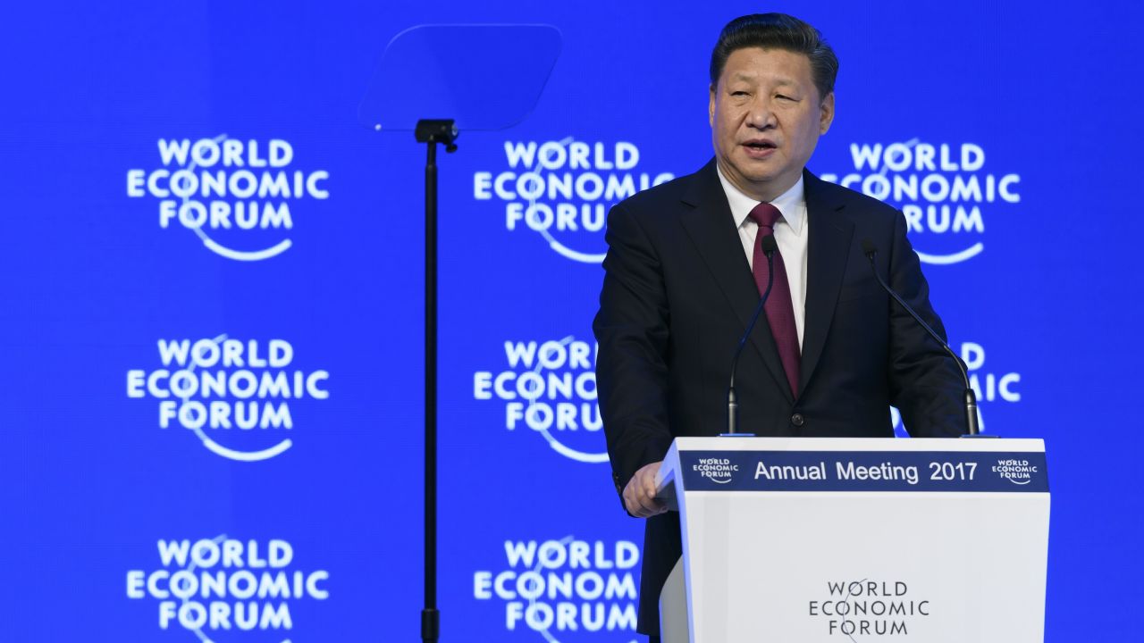 China's President Xi Jinping delivers a speech during the first day of the World Economic Forum, on January 17, 2017 in Davos.