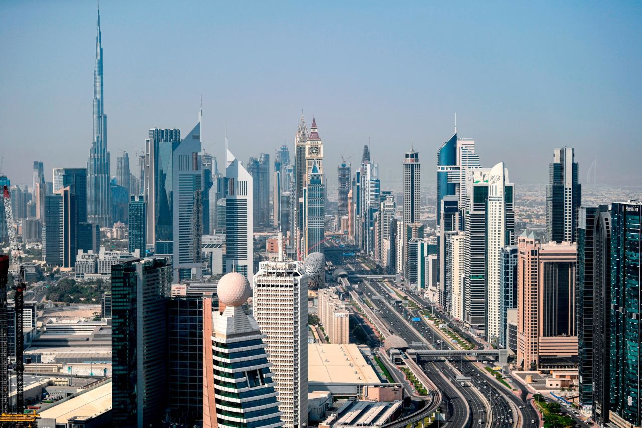 A section of the Sheikh Zayed Road, a key commuter route in Dubai, photographed July 2020. 