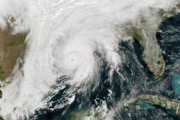 A satellite image from Oct. 28, 2020, shows Hurricane Zeta in the Gulf of Mexico as it approaches Louisiana. The storm left tremendous damage in its wake from Lousiana all the way up through Virginia.