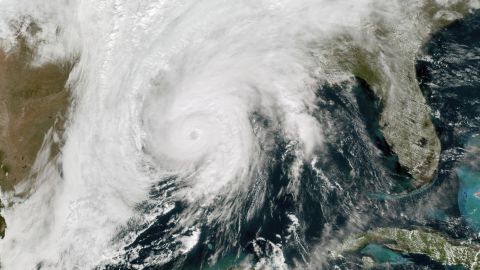 A satellite image from Oct. 28, 2020, shows Hurricane Zeta in the Gulf of Mexico as it approaches Louisiana. The storm left tremendous damage in its wake from Lousiana all the way up through Virginia.