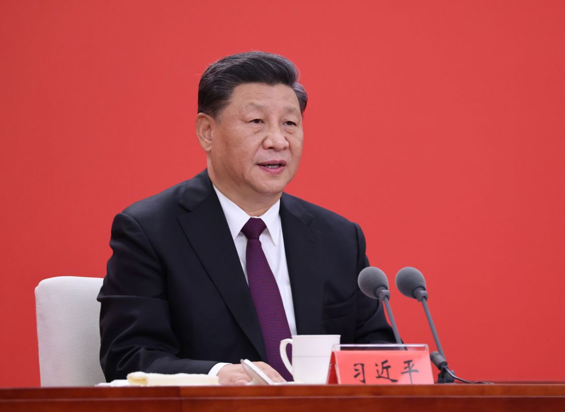 Chinese President Xi Jinping delivers a speech in Shenzhen on October 14.