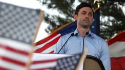 Democratic U.S. Senate candidate Jon Ossoff speaks during a "Get Out the Early Vote" drive-in campaign event on October 29, 2020 in Columbus, Georgia.