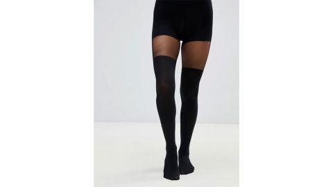 Asos Design Recycled Mock Over-the-Knee Black Tights 