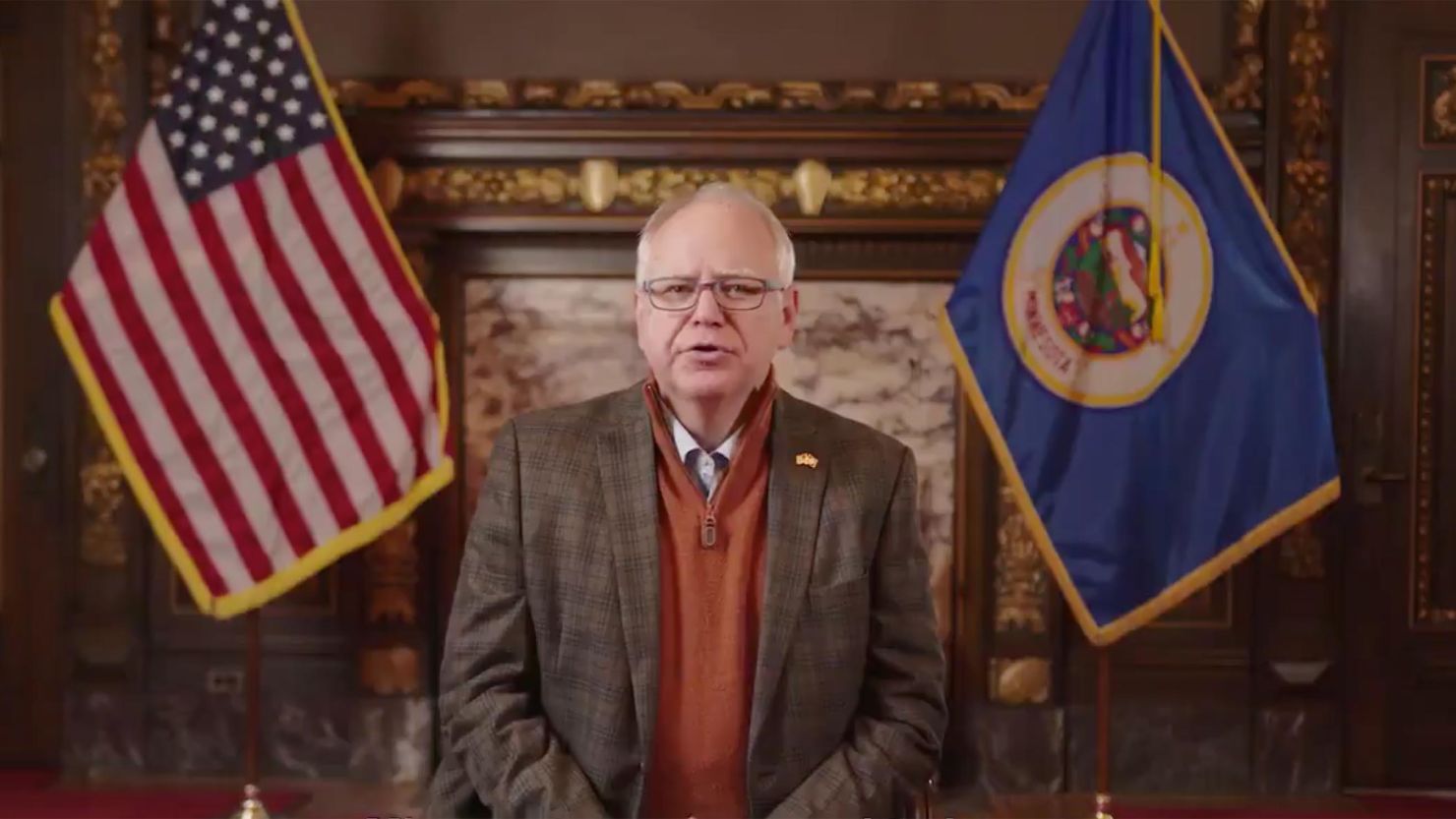 Minnesota Gov. Tim Walz appears in a video to encourage voting.