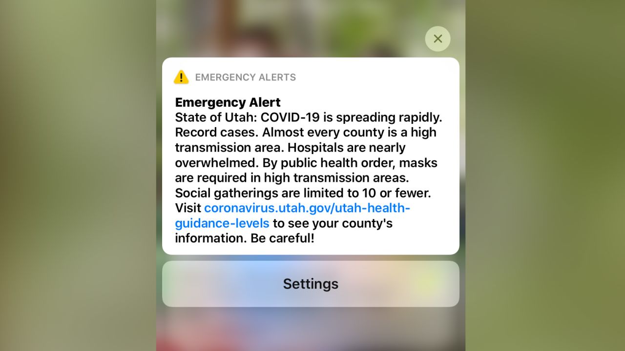 The alert, sent to everyone in Utah on Friday.