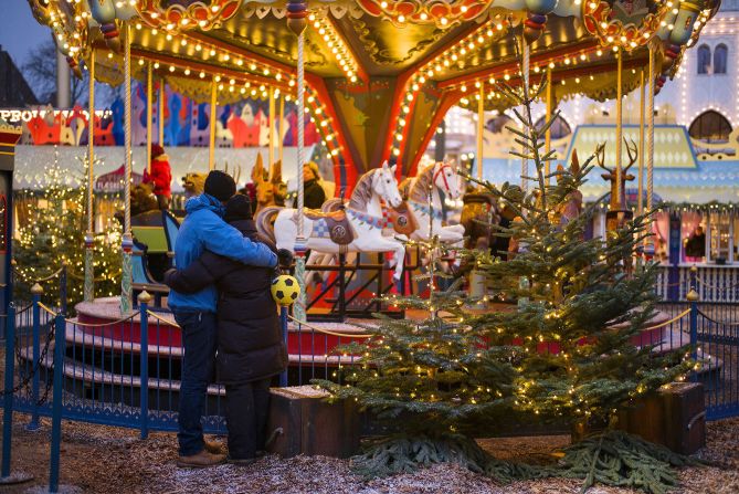 <strong>Christmas in Tivoli, Denmark: </strong>The beautiful grounds are filled with fairground rides, thousands of lights and a Santa's grotto.