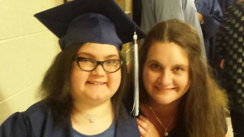 Amber Pflughoeft on the day of her high school graduation with her mother, Tiffany Pflughoeft.