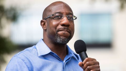 Reverend Raphael Warnock, then a Democratic candidate for the US Senate, speaks during a 2020 campaign rally in LaGrange, Georgia.