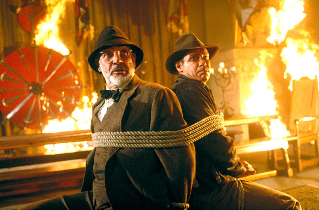 Sean Connery, left, and Harrison Ford are pictured in 1989 in a scene from "Indiana Jones and the Last Crusade."