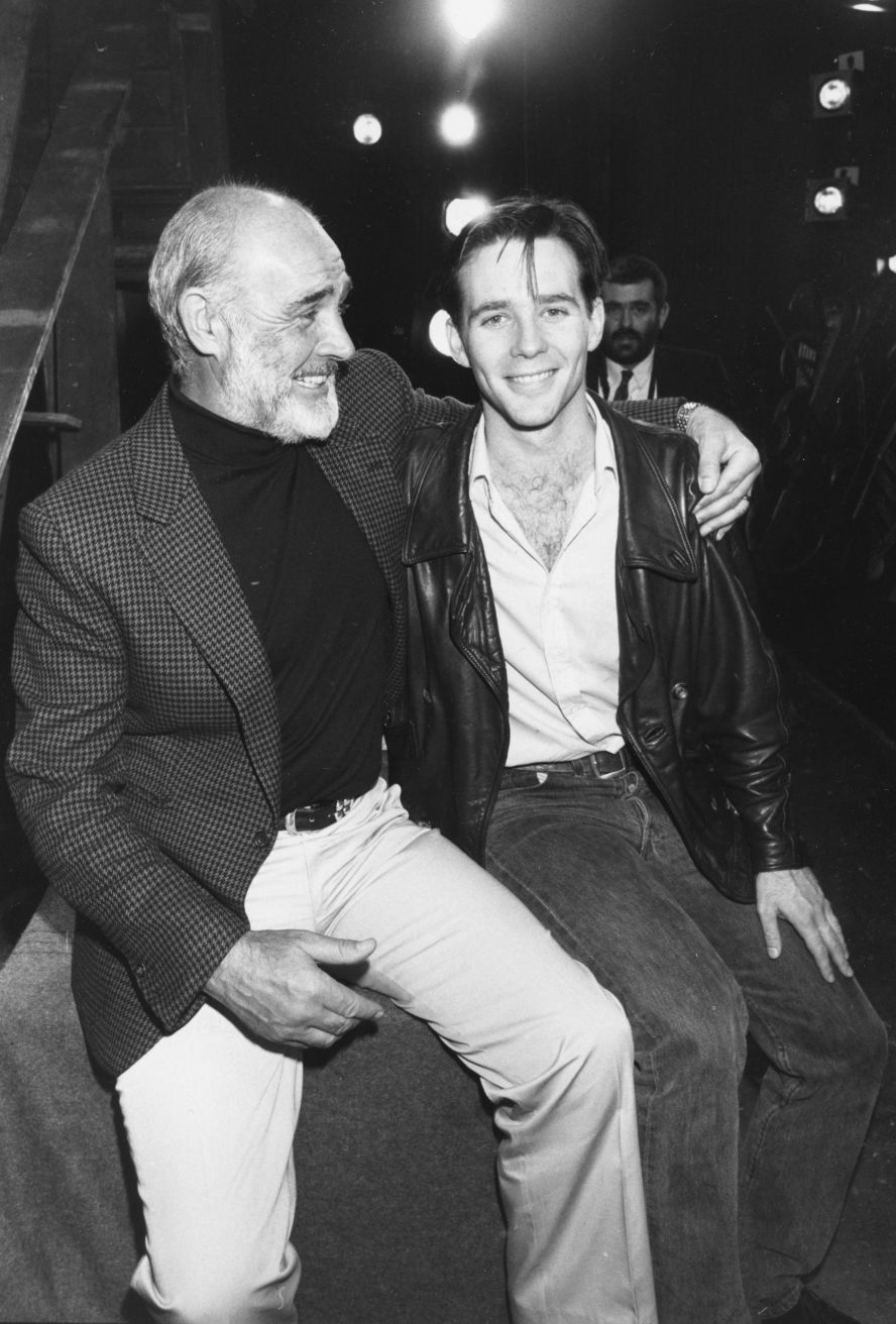 Connery and his son, Jason, are seen on the set of the play "Journey's End" in 1988.