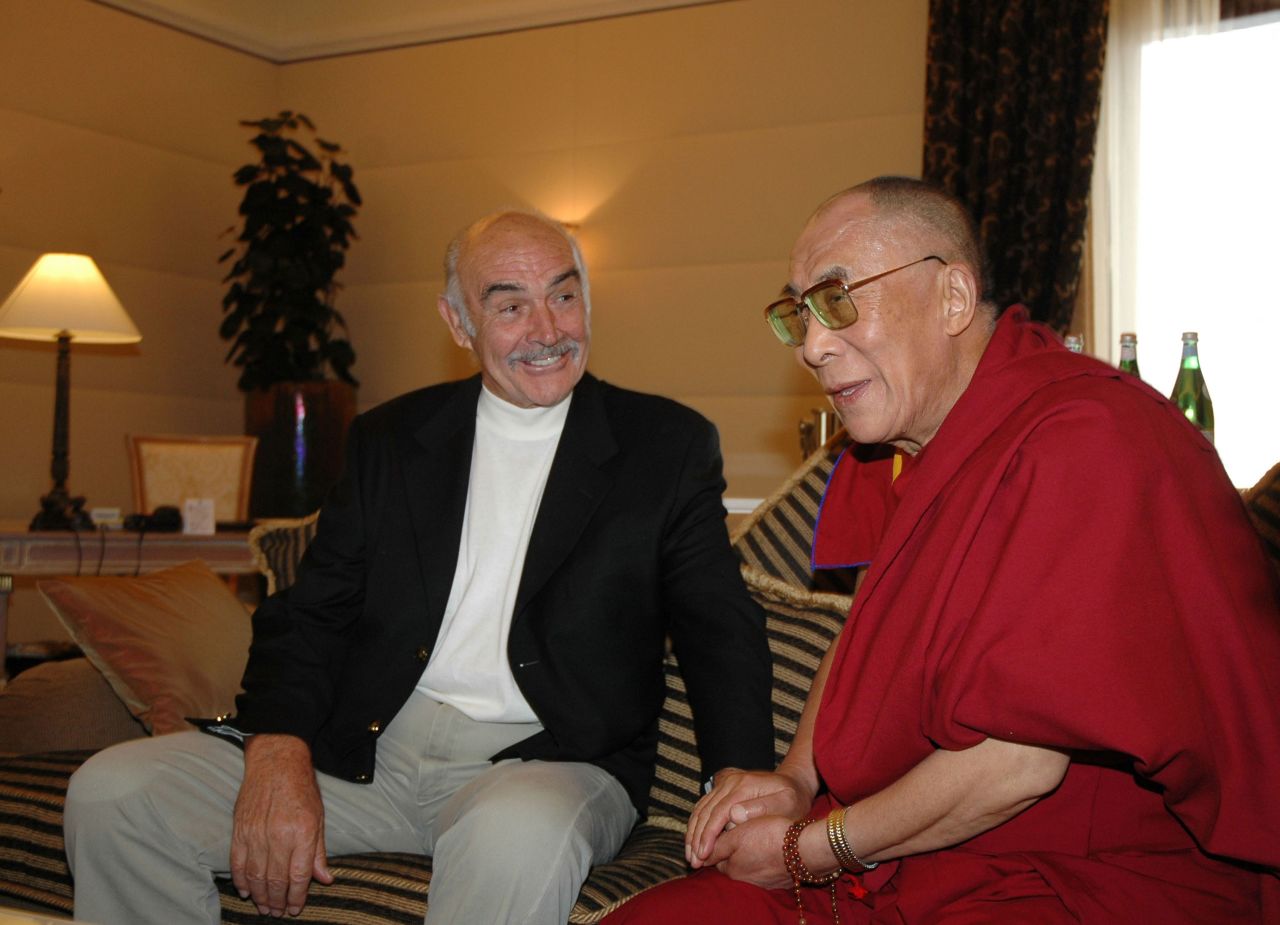 Connery meets with the Dalai Lama in Italy in 2006. The actor's appeal, partly due to the name recognition of his signature character, made him a global figure.