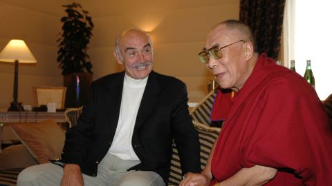 Connery meets with the Dalai Lama in Italy in 2006. The actor's appeal, partly due to the name recognition of his signature character, made him a global figure.