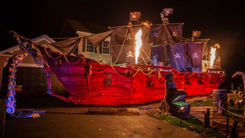 Fire blasters on the pirate ship.