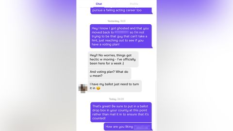 Shayan Said reached back out to people he previously matched with on Hinge to chat voting.
