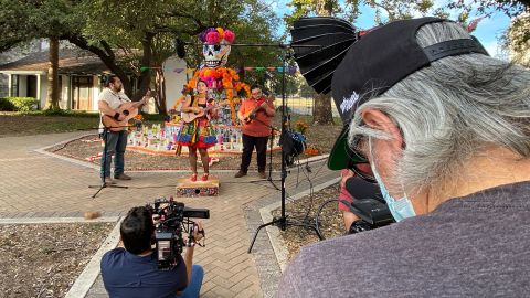 Jim Mendiola filmed a video in front of the community altar in San Antonio for this year's virtual celebration for Día de los Muertos at Hemisfair. 