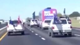 A campaign bus for Joe Biden traveling from San Antonio to Austin, Texas, was surrounded by multiple vehicles with Trump signs that attempted to slow down the bus and run it off the road, a Biden campaign official told CNN.