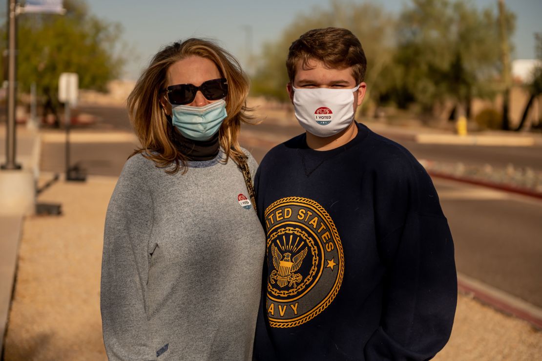 Kristen Clark and her son Kyle Schmidt voted for President Donald Trump. Schmidt, a first-time voter, said he thought the President had handled the coronavirus pandemic the best he could have given the information he had at the time.