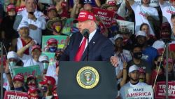 Trump at a rally where supporters chant 'fire Fauci'