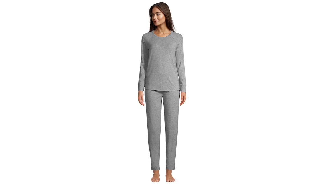 Women's Lounge Pajama Set Long-Sleeve T-Shirt and Slim Leg Pants 