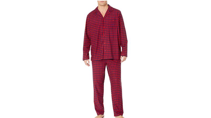 Nautica Mens Cozy Fleece Plaid Pajama Set Pajama Set