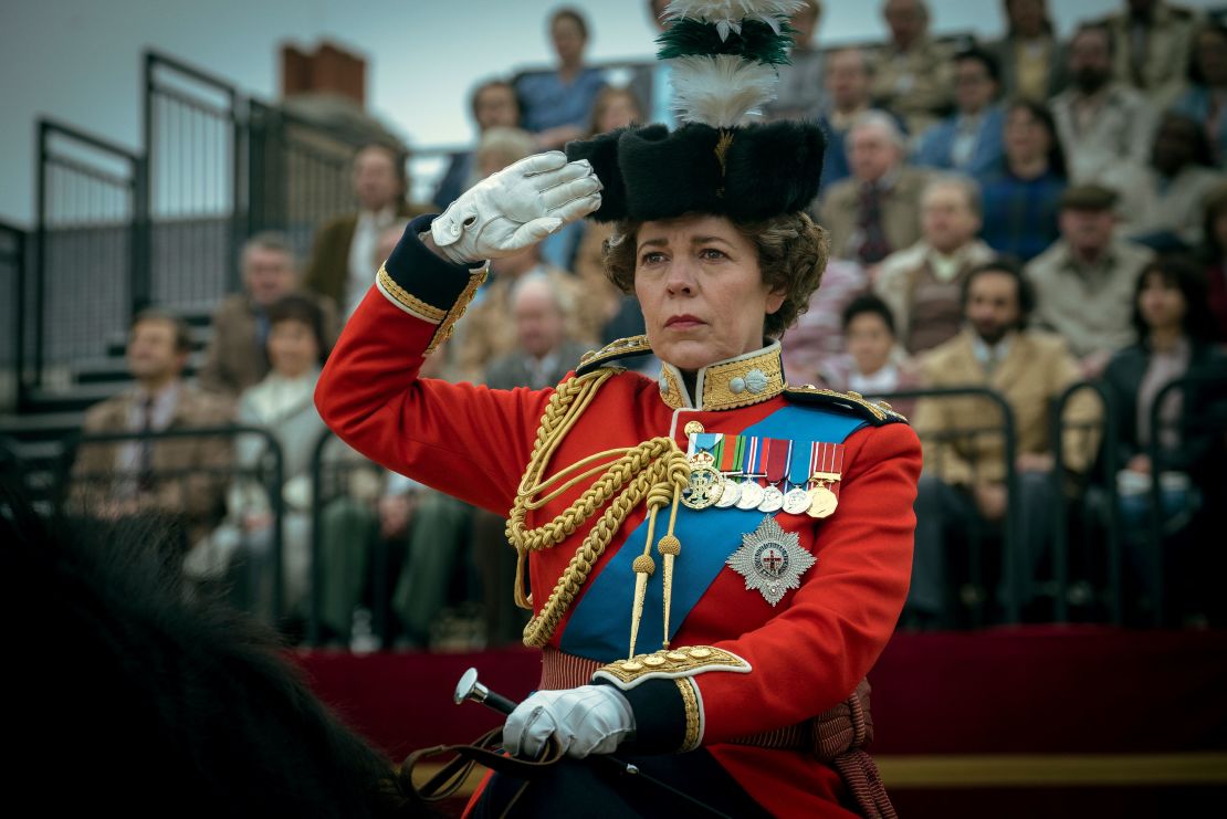 The Queen's "Trooping the Color" costume in 'The Crown'