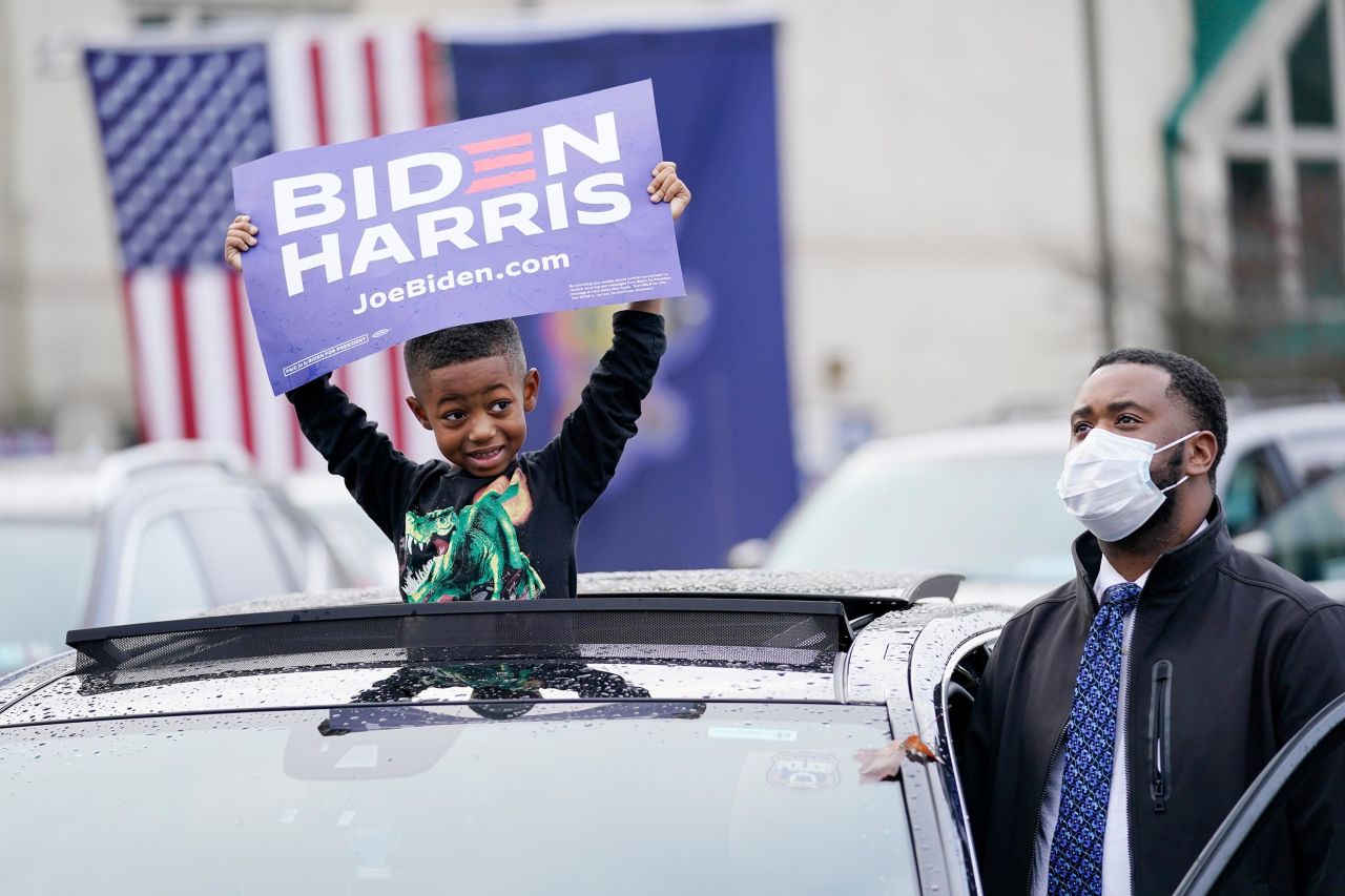 Biden supporters attend a drive-in rally in Philadelphia on November 1.