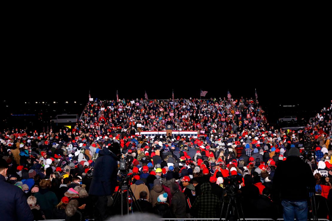 President Donald Trump speaks during his final rally of the 2020 campaign