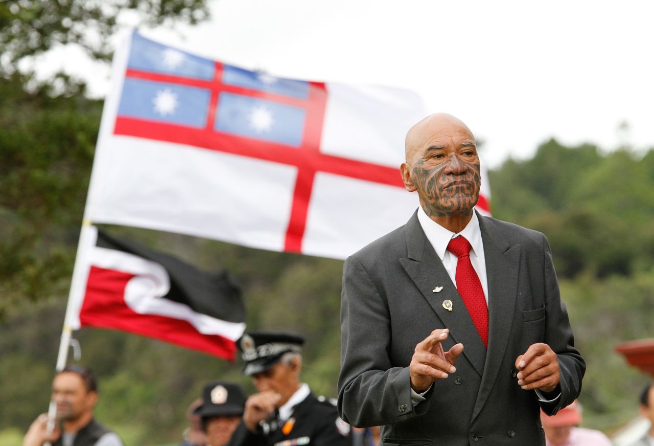 The late Ngapuhi elder Kingi Taurua delivers a speech at Te Tii Marae in Waitangi, New Zealand, in 2012.