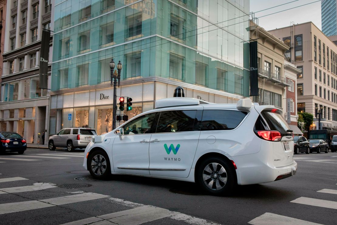 A Waymo self-driving car drives in San Francisco in 2018.