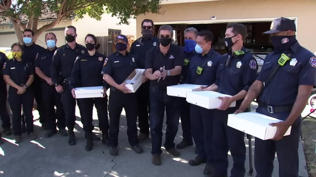 Members of Cal Fire helped transport the baseball cards to Reese's home in Fresno on October 30.
