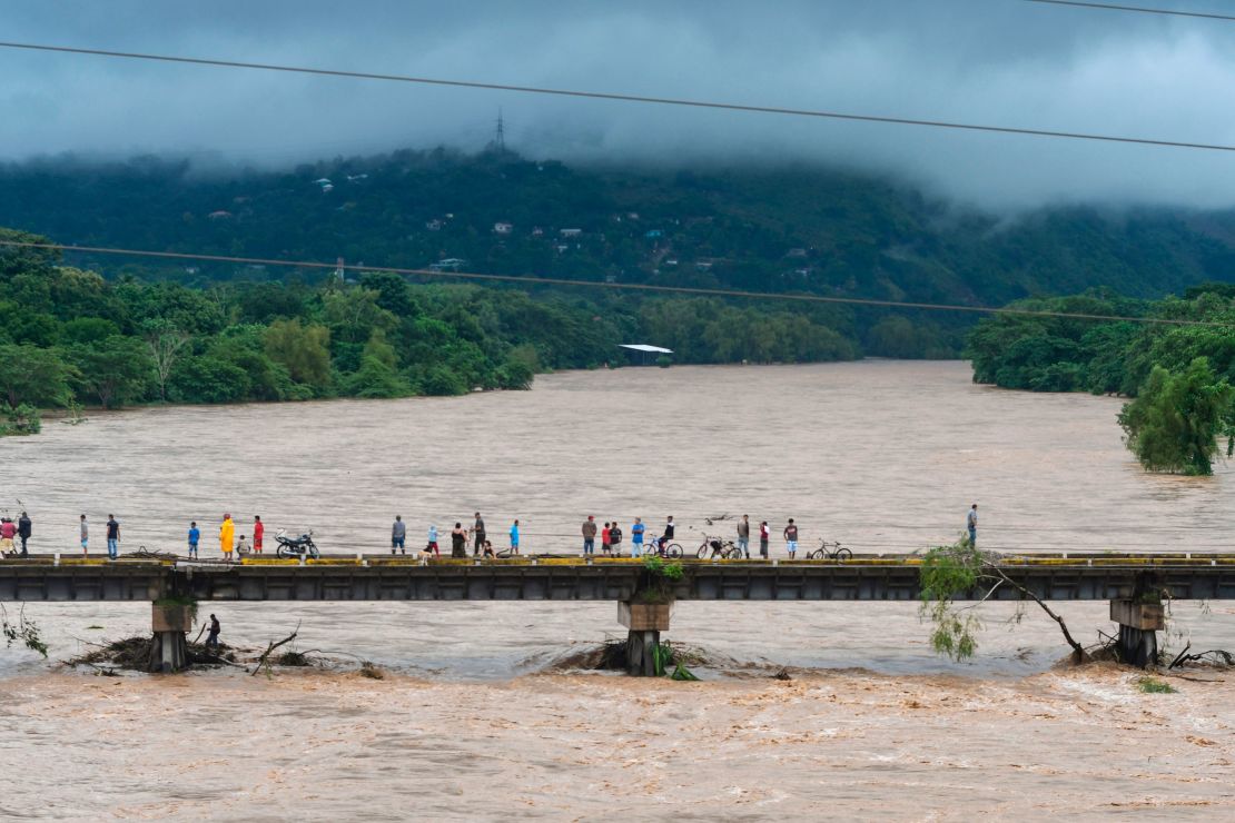 Heavy rain caused the Humuya River to flood in Honduras.  