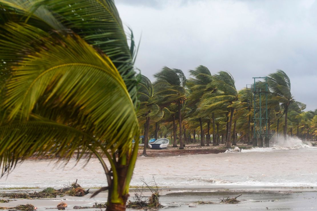 Pedro de Tela beach in Honduras is hit by heavy winds from Hurricane Eta.
