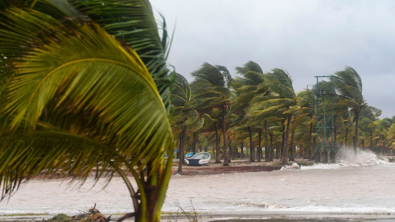 Pedro de Tela beach in Honduras is hit by heavy winds from Hurricane Eta.