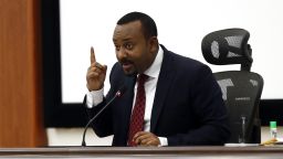 Ethiopian Prime Minster Abiy Ahmed speaks in a meeting in Addis Ababa, Ethiopia on September 14, 2020. Prime Minister Abiy Ahmed, who unveiled new currency notes, claimed the step will combat hoarding, counterfeiting, corruption, and other ills afflicting the economy.  The banks have been asked to start immediately issuing new notes. (Photo by Minasse Wondimu Hailu/Anadolu Agency via Getty Images)