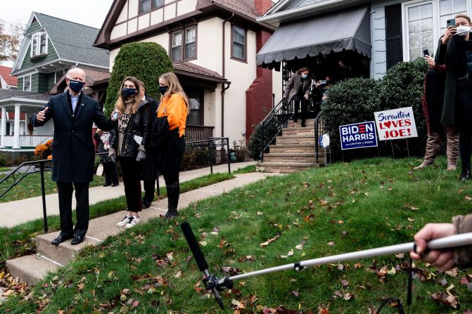 Biden <a  target="_blank">visits his childhood home</a> in Scranton, Pennsylvania, on Election Day. 