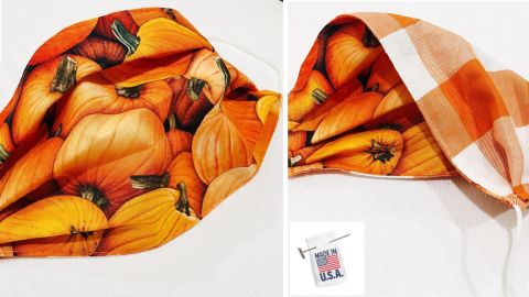Pumpkin Print Handmade Face Mask