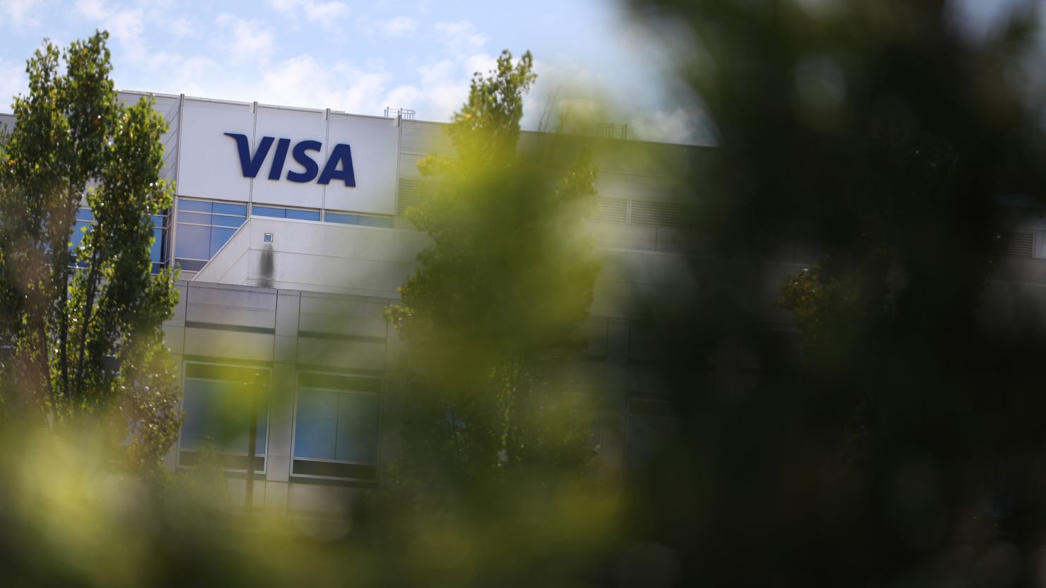 FOSTER CITY, CALIFORNIA - AUGUST 28: A view of Visa headquarters on August 28, 2019 in Foster City, California. Visa is the second-largest card payment organization in the world.  (Photo by Justin Sullivan/Getty Images)