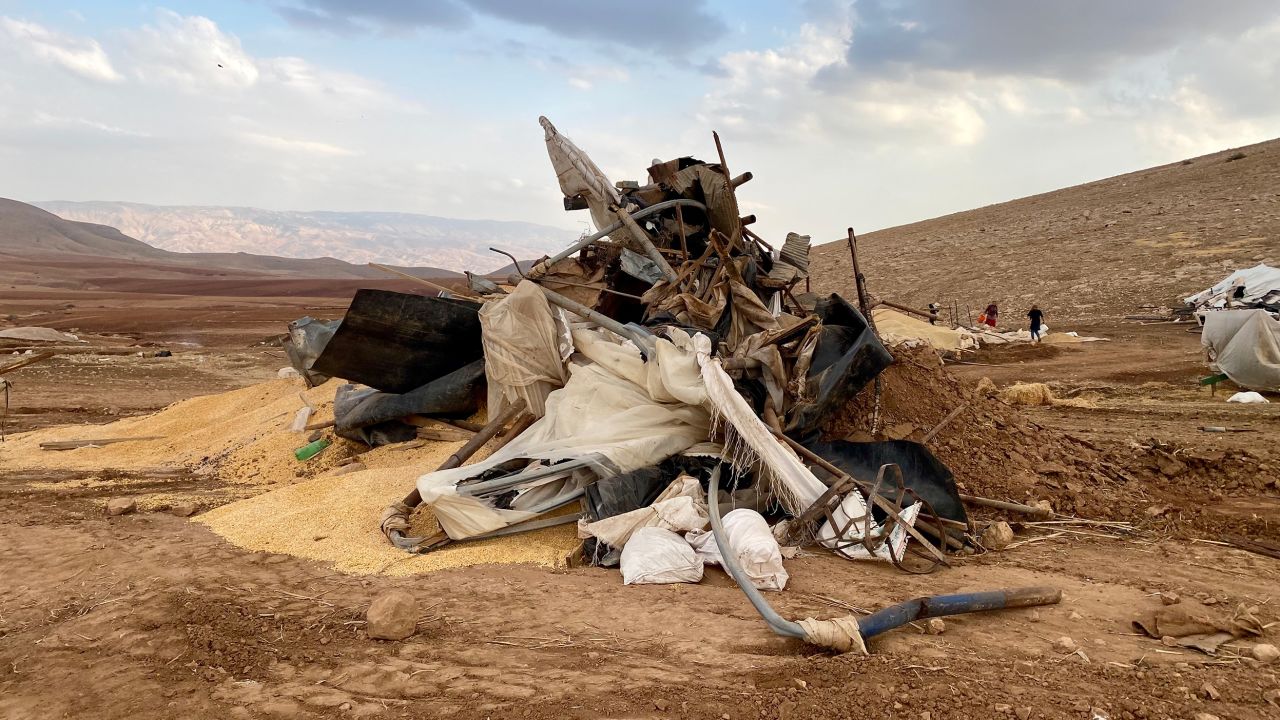 The remains of a village in Khirbet Humsa in the West Bank on November 4.