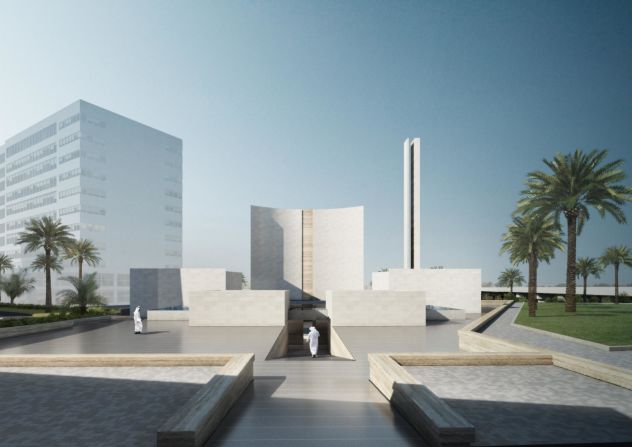 <strong>A future mosque? </strong>The "Dilmunia Mosque," designed by Kuwait-based studio Pace, was inspired by local culture, the region's architecture, and the Muslim faith. The design allows worshippers to descend from street level and disconnect "metaphorically and physically from the outside world."  
