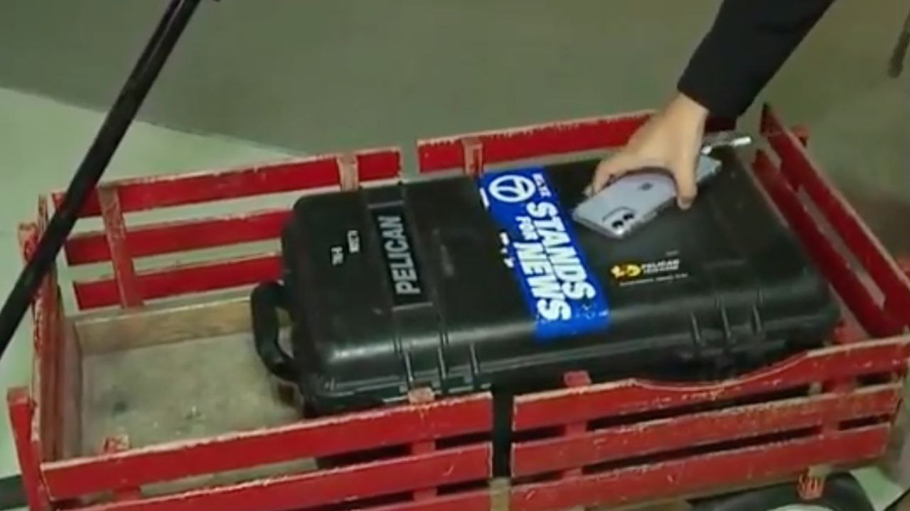 TV station WXYZ posted the contents of a red gear wagon.