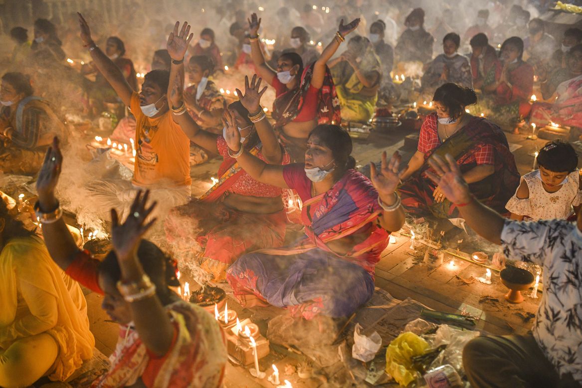 Hindu devotees in Narayangonj, Bangladesh, celebrate the fasting festival of Rakher Upobash on Tuesday, November 3.