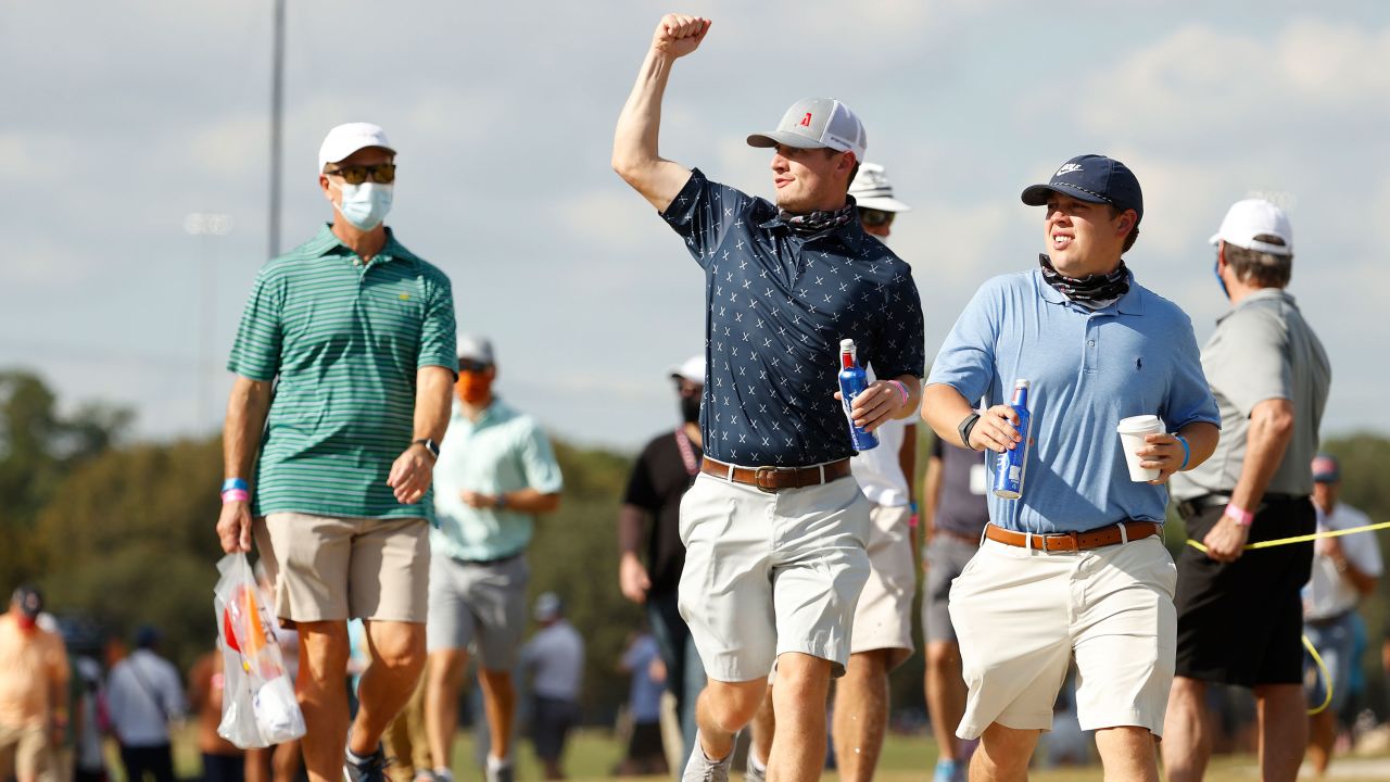 Fans look on during the first round of the Houston Open.