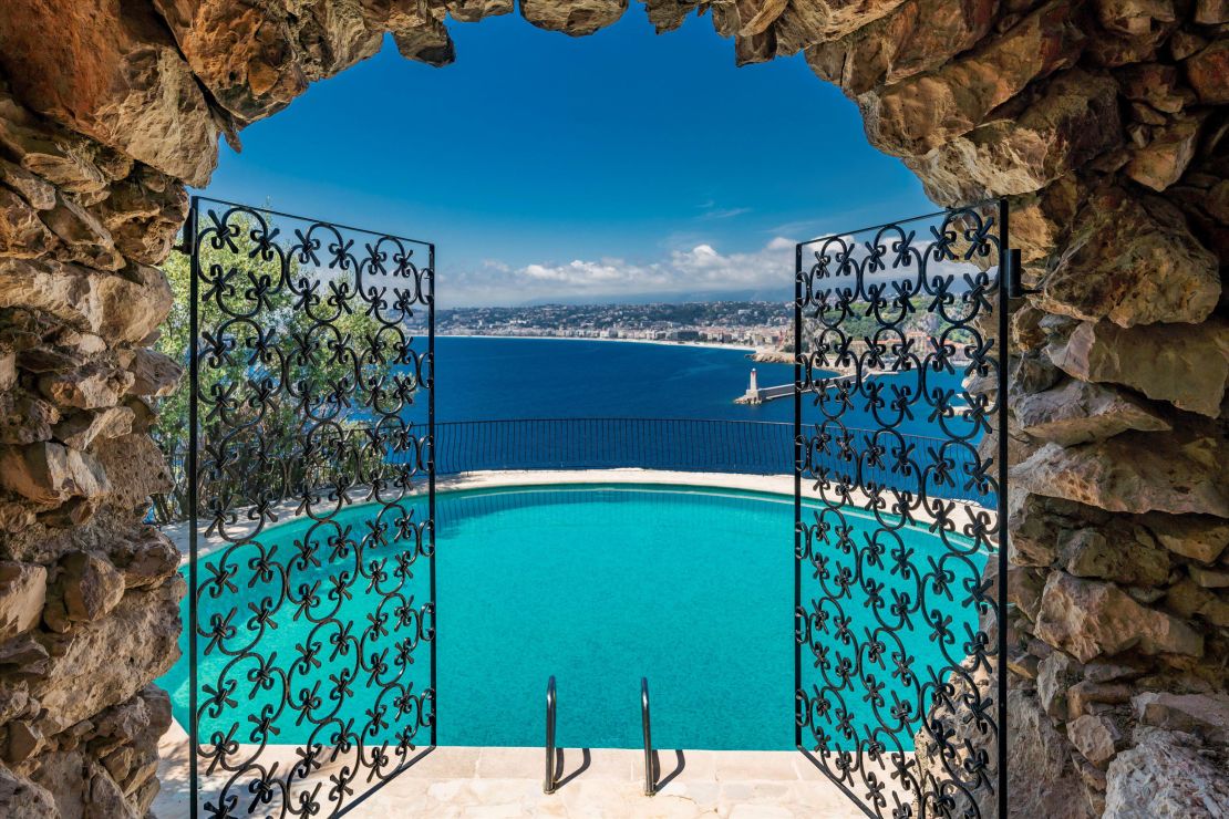 The villa boasts an outdoor salt water pool with sea views. 