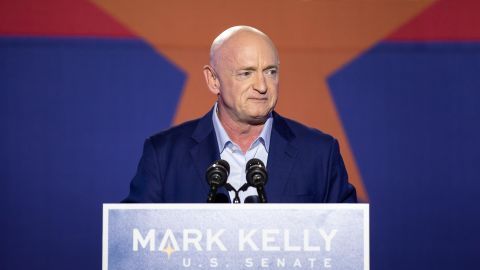 Democratic US Senate candidate Mark Kelly speaks to supporters during the Election Night event at Hotel Congress on Tuesday in Tucson, Arizona. 